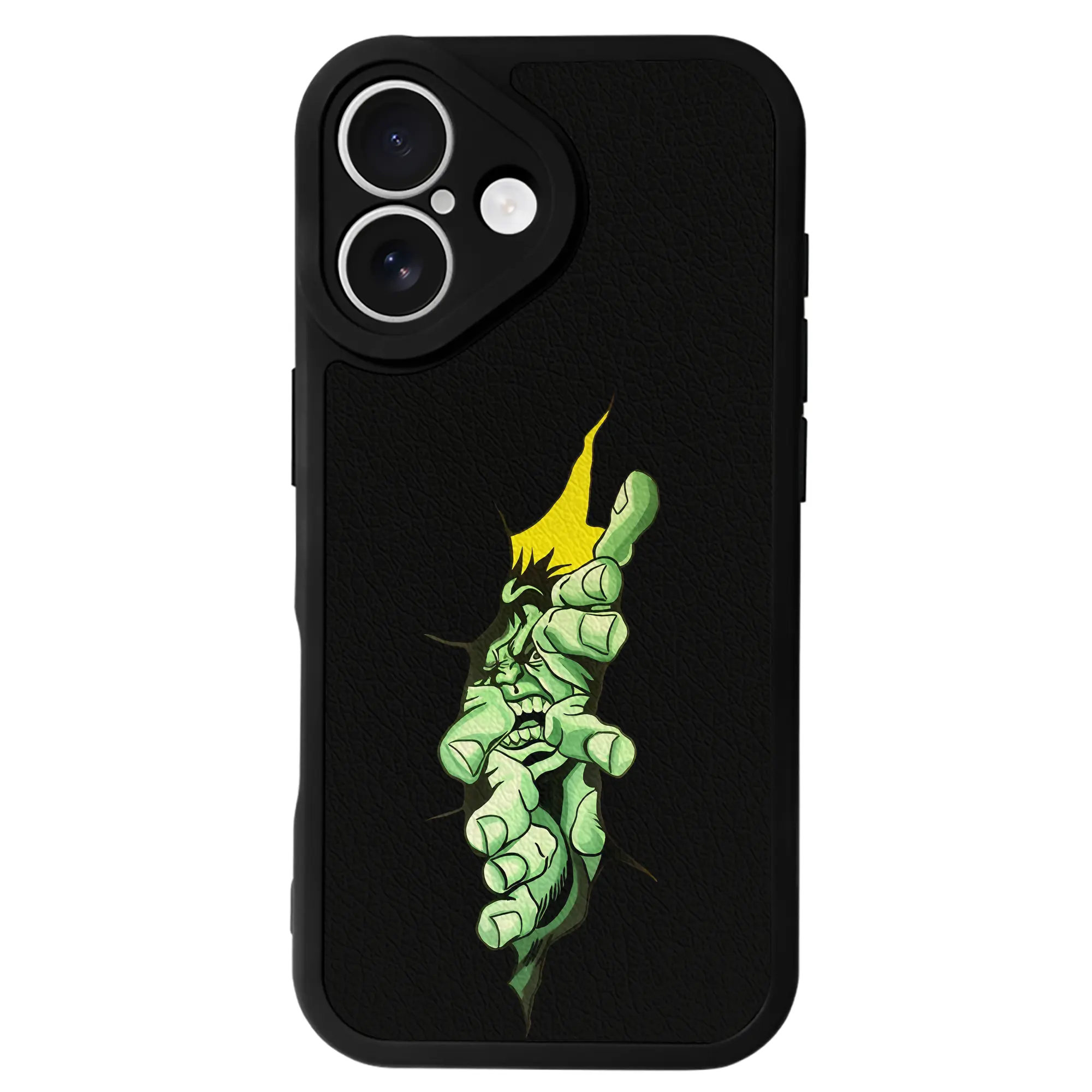 アベンジャーズ (Avenjāzu) グッズ ハルク（Hulk） - IPhone 16シリーズ対応 ・ シリコンスマホケース ・ レザー調 ・ 高精度フィット ・ 耐衝撃 ・ ワイヤレス充電対応 ・ 精密カット